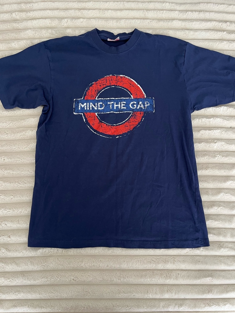Underground Navy Blue 'Mind The Gap' Short Sleeve Tee with Red Accent